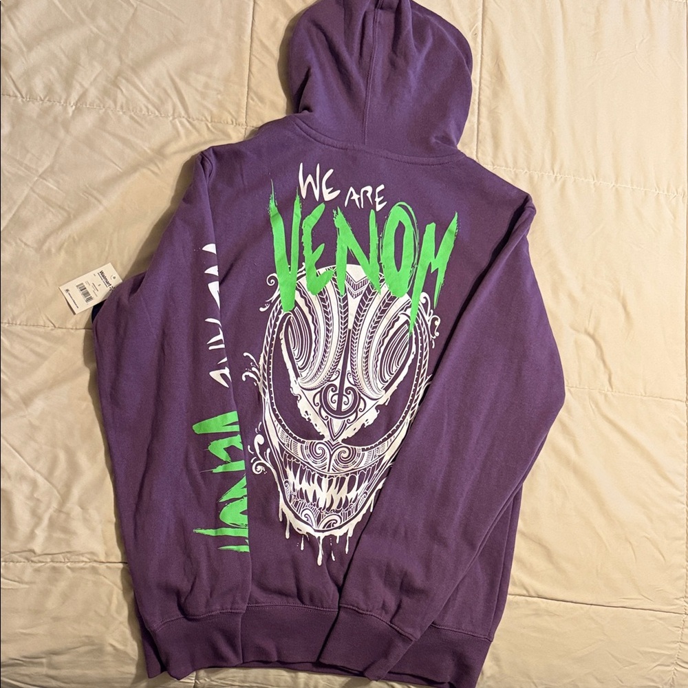 Purple Hoodie with Green Venom Graphic
